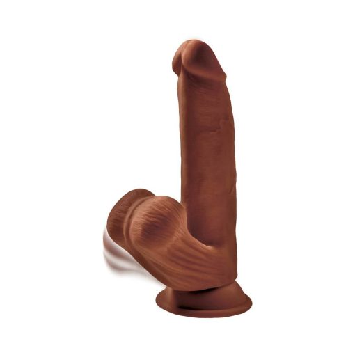 King Cock Plus 8 In. Triple Density Cock With Swinging Balls Dildo Brown - Image 2