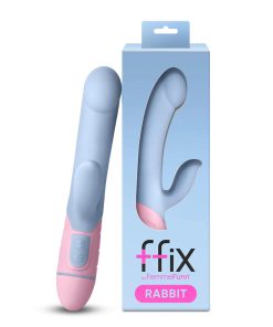 Femmefunn Ffix Rabbit Waterproof Silicone Dual Stimulation G-Spot Vibrator Light Blue