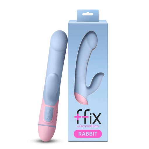 Femmefunn Ffix Rabbit Waterproof Silicone Dual Stimulation G-Spot Vibrator Light Blue