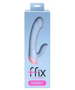 Femmefunn Ffix Rabbit Waterproof Silicone Dual Stimulation G-Spot Vibrator Light Blue