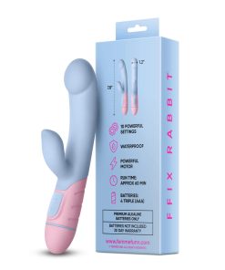 Femmefunn Ffix Rabbit Waterproof Silicone Dual Stimulation G-Spot Vibrator Light Blue
