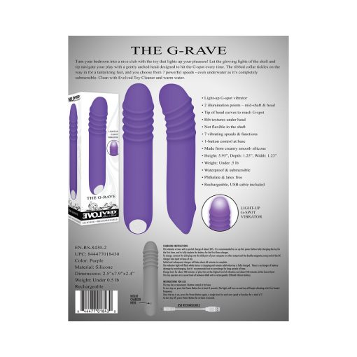 Evolved The G-Rave Light-Up Rechargeable Silicone G-Spot Vibrator Purple - Image 10