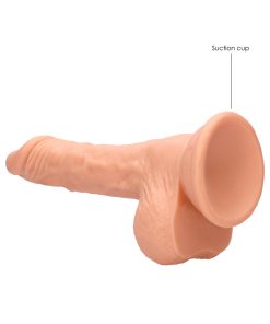 Realrock Realistic 7 In. Dildo With Balls And Suction Cup Beige