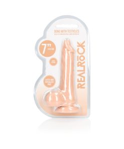 Realrock Realistic 7 In. Dildo With Balls And Suction Cup Beige
