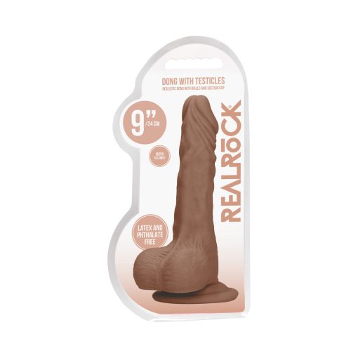 Realrock Realistic 9 In. Dildo With Balls And Suction Cup Tan - Image 4