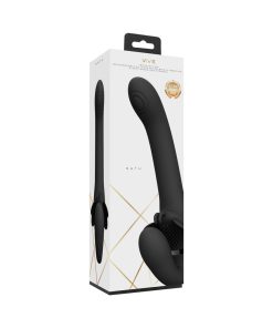 Vive Satu Rechargeable Triple Motor Pulse-Wave Vibrating Silicone Strapless Strap-On Black