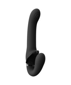 Vive Satu Rechargeable Triple Motor Pulse-Wave Vibrating Silicone Strapless Strap-On Black