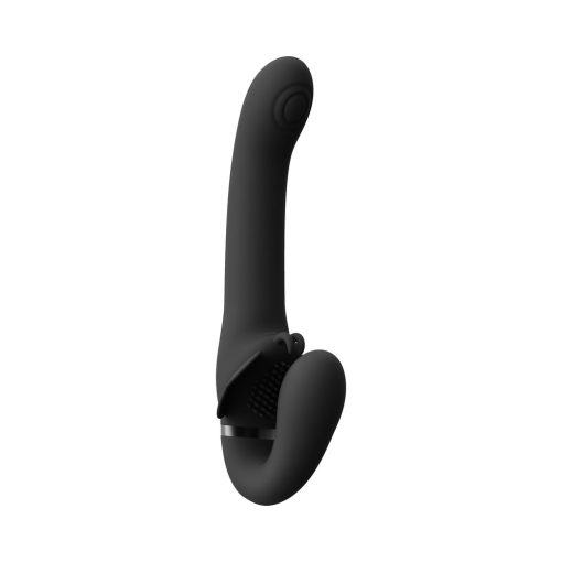 Vive Satu Rechargeable Triple Motor Pulse-Wave Vibrating Silicone Strapless Strap-On Black - Image 3