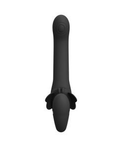 Vive Satu Rechargeable Triple Motor Pulse-Wave Vibrating Silicone Strapless Strap-On Black
