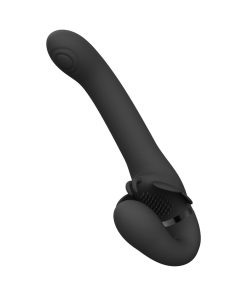 Vive Satu Rechargeable Triple Motor Pulse-Wave Vibrating Silicone Strapless Strap-On Black