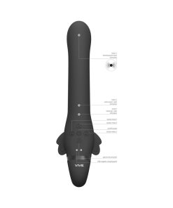 Vive Satu Rechargeable Triple Motor Pulse-Wave Vibrating Silicone Strapless Strap-On Black