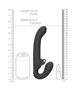 Vive Satu Rechargeable Triple Motor Pulse-Wave Vibrating Silicone Strapless Strap-On Black