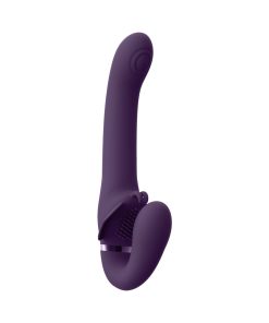Vive Satu Rechargeable Triple Motor Pulse-Wave Vibrating Silicone Strapless Strap-On Purple