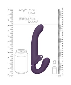 Vive Satu Rechargeable Triple Motor Pulse-Wave Vibrating Silicone Strapless Strap-On Purple