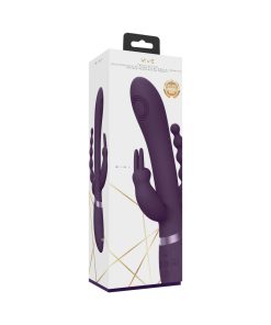 Vive Rini Rechargeable Triple-Motor Pulse-Wave Dual Entry Silicone Rabbit Vibrator Purple
