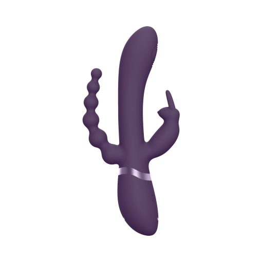 Vive Rini Rechargeable Triple-Motor Pulse-Wave Dual Entry Silicone Rabbit Vibrator Purple - Image 2