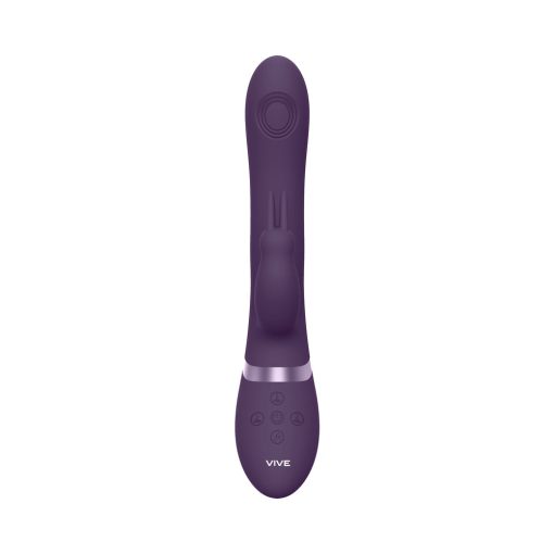 Vive Rini Rechargeable Triple-Motor Pulse-Wave Dual Entry Silicone Rabbit Vibrator Purple - Image 4