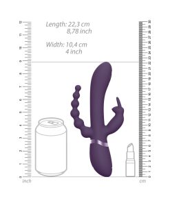 Vive Rini Rechargeable Triple-Motor Pulse-Wave Dual Entry Silicone Rabbit Vibrator Purple