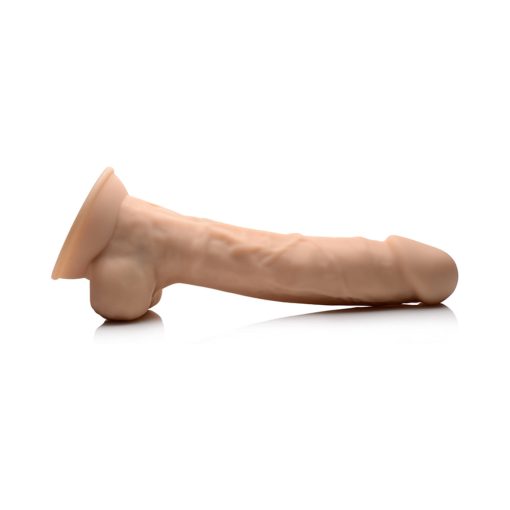 Curve Toys Fleshstixxx Rechargeable 8 In. Posable Vibrating Dildo With Balls & Suction Cup Beige - Image 4