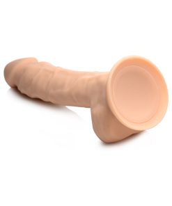 Curve Toys Fleshstixxx Rechargeable 8 In. Posable Vibrating Dildo With Balls & Suction Cup Beige