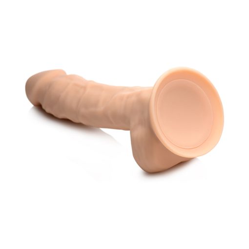 Curve Toys Fleshstixxx Rechargeable 8 In. Posable Vibrating Dildo With Balls & Suction Cup Beige - Image 8
