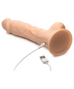 Curve Toys Fleshstixxx Rechargeable 8 In. Posable Vibrating Dildo With Balls & Suction Cup Beige