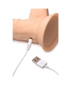 Curve Toys Fleshstixxx Rechargeable 8 In. Posable Vibrating Dildo With Balls & Suction Cup Beige