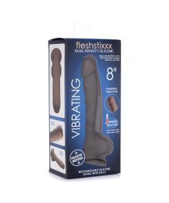 Curve Toys Fleshstixxx Rechargeable 8 In. Posable Vibrating Dildo With Balls & Suction Cup Brown