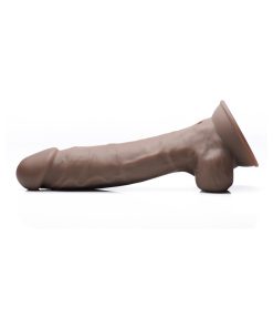 Curve Toys Fleshstixxx Rechargeable 8 In. Posable Vibrating Dildo With Balls & Suction Cup Brown