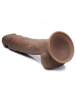 Curve Toys Fleshstixxx Rechargeable 8 In. Posable Vibrating Dildo With Balls & Suction Cup Brown