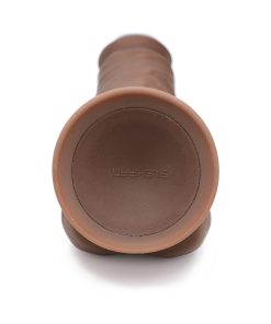 Curve Toys Fleshstixxx Rechargeable 8 In. Posable Vibrating Dildo With Balls & Suction Cup Brown