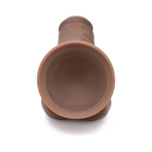 Curve Toys Fleshstixxx Rechargeable 8 In. Posable Vibrating Dildo With Balls & Suction Cup Brown - Image 5