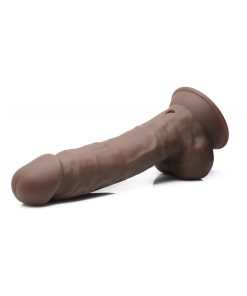Curve Toys Fleshstixxx Rechargeable 8 In. Posable Vibrating Dildo With Balls & Suction Cup Brown