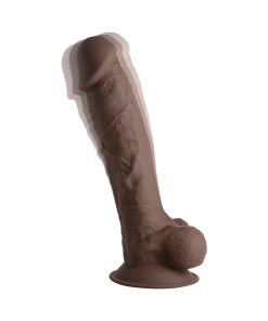 Curve Toys Fleshstixxx Rechargeable 8 In. Posable Vibrating Dildo With Balls & Suction Cup Brown