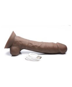 Curve Toys Fleshstixxx Rechargeable 8 In. Posable Vibrating Dildo With Balls & Suction Cup Brown