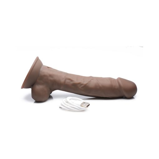 Curve Toys Fleshstixxx Rechargeable 8 In. Posable Vibrating Dildo With Balls & Suction Cup Brown - Image 9