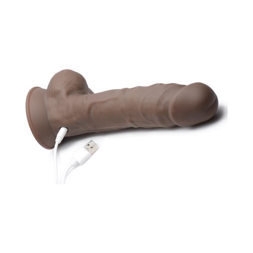 Curve Toys Fleshstixxx Rechargeable 8 In. Posable Vibrating Dildo With Balls & Suction Cup Brown - Image 10