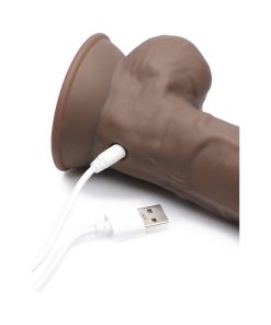 Curve Toys Fleshstixxx Rechargeable 8 In. Posable Vibrating Dildo With Balls & Suction Cup Brown