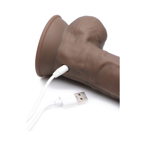Curve Toys Fleshstixxx Rechargeable 8 In. Posable Vibrating Dildo With Balls & Suction Cup Brown - Image 11