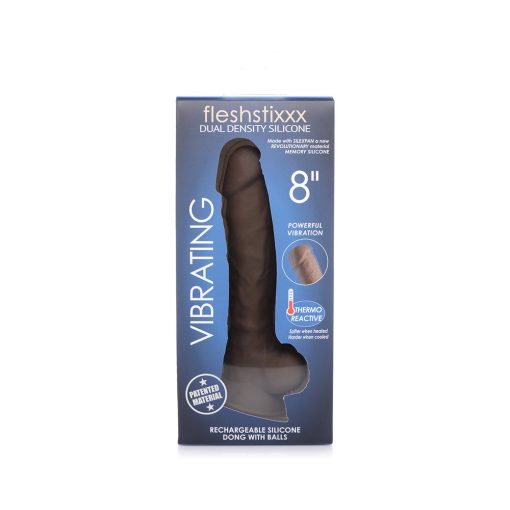 Curve Toys Fleshstixxx Rechargeable 8 In. Posable Vibrating Dildo With Balls & Suction Cup Brown - Image 12