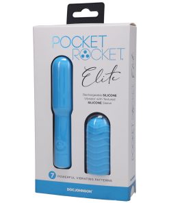 Pocket Rocket Elite Rechargeable Bullet With Removable Sleeve Sky Blue