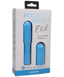 Pocket Rocket Elite Rechargeable Bullet With Removable Sleeve Sky Blue