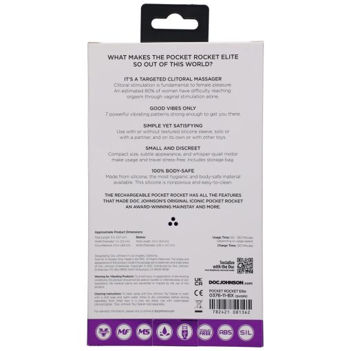 Pocket Rocket Elite Rechargeable Bullet With Removable Sleeve Purple - Image 6