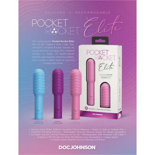 Pocket Rocket Elite Rechargeable Bullet With Removable Sleeve Purple - Image 7