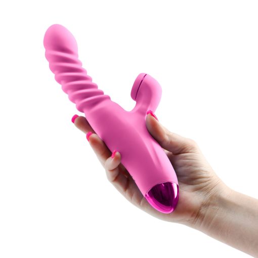 Luxe Nova Rechargeable Thrusting & Throbbing Stimulator Pink - Image 4
