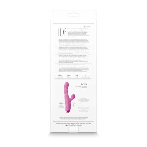 Luxe Nova Rechargeable Thrusting & Throbbing Stimulator Pink - Image 5