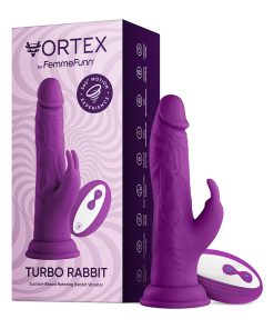 Femmefunn Vortex Turbo Rabbit 2.0 8 In. Dual Stimulation Vibrating Dildo Purple