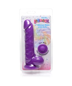Curve Toys Lollicock 7 In. Silicone Dildo With Balls & Suction Cup Grape