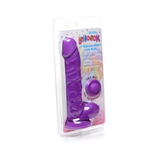 Curve Toys Lollicock 7 In. Silicone Dildo With Balls & Suction Cup Grape - Image 2