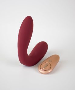 Hercules Remote C-Shape Vibrating Plug Wine Red